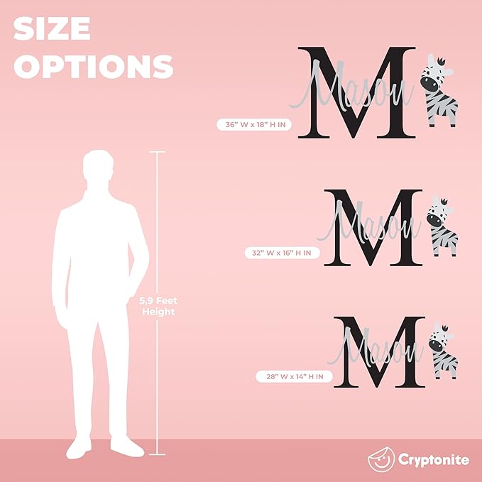 Personalized Name Jungle Animals Vinyl Wall Decor I Nursery Wall Decal for Baby Boy & Girl Decoration I Stickers for Kids I Multiple Sizes (E. Zebra)