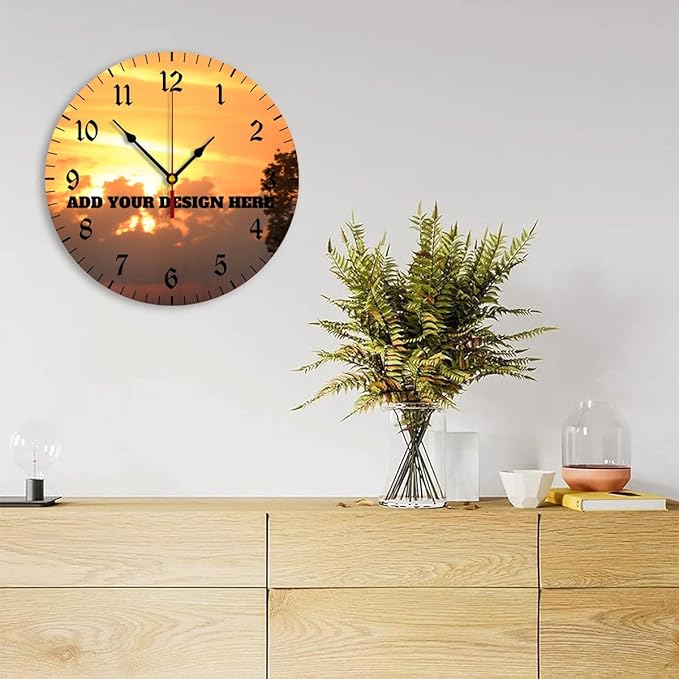 Generic Custom Wall Clock Personalized Clocks with Photo Text Logo Customize Gifts for Kitchen Bathroom Home Wedding Friend Family Lover, 12inch-30cm
