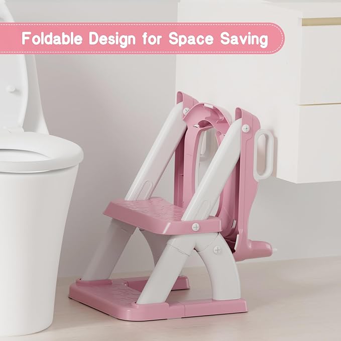 Potty Training Seat, Toddler Toilet Seat for Kids Boys Girls, 2 in 1 Potty Training Toilet for Kids, Splash Guard Anti-Slip Pad Step Stool, Adjust High Potty Chair for Toddler Kid Boys Girls