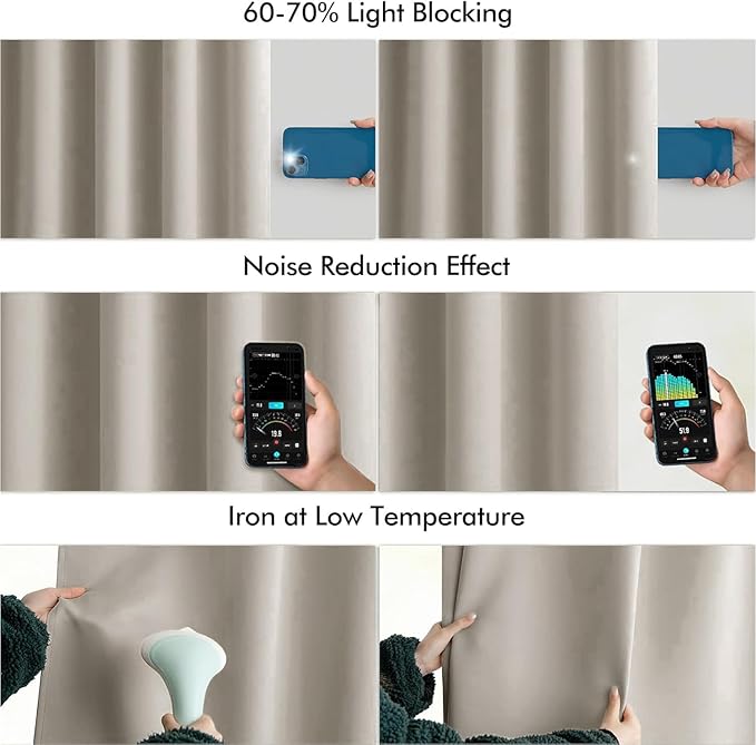 MIULEE Natural Back Tab Blackout Curtains 120 Inch Long 2 Panels Set for Bedroom, Rod Pocket/Pinch Pleated Extra Long Thermal Insulated Living Room Darkening Light Blocking 10FT Drapes