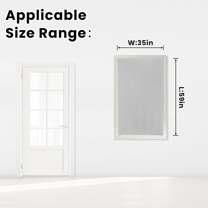 self Adhesive Curtains Portable Blackout Curtain Simple and Easy to Install Bedroom Window Thermal Lnsulated Kitchen Room Darkening Black Small Drapes, 35" W X 59" L, White, 1 Panel