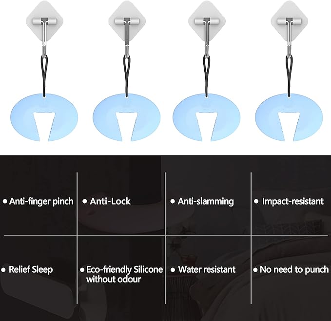 Door Pinch Guard and Door Slam Stopper, Durable Silicone Door Finger Pinch Guard, Prevents Finger Pinch Injuries, Slamming Doors, Door Safety for Kids, 2 Packs Blue Basic.