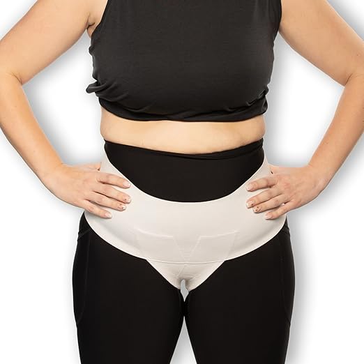 Women's Pelvic Support Belt - Uterus & Bladder Girdle | Postpartum Recovery, Pain Relief | High Waist White (Large)
