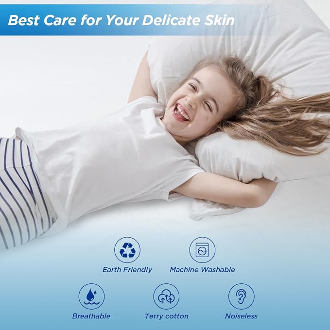 Waterproof Mattress Pad Protector Terry Cotton Hypoallergenic Breathable Mattress Pad Cover, Deep Pocket