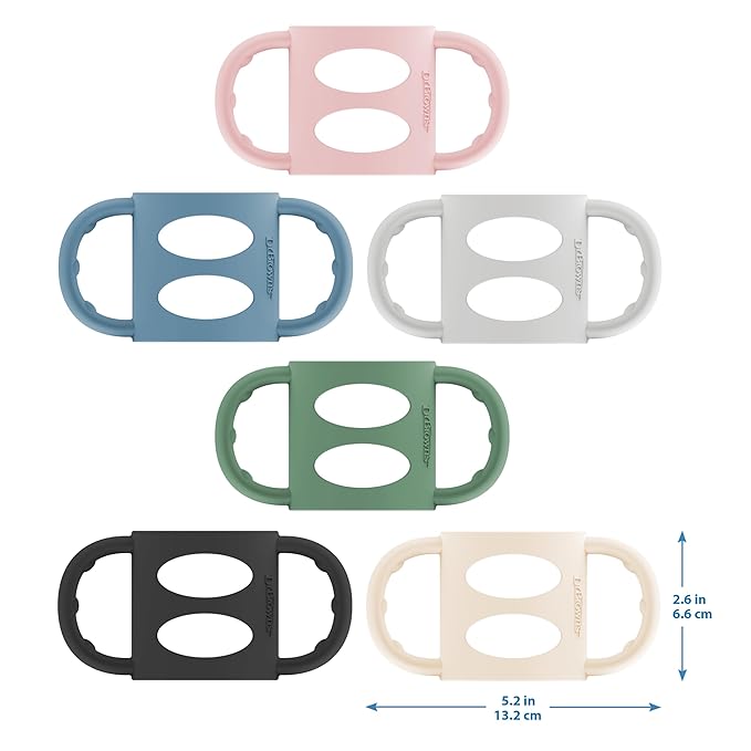 Dr. Brown's Narrow Baby Bottle Handles, 100% Silicone, Easy Grip Removable Handles for Bottle to Sippy Cup Transition, Ecru, 4m+