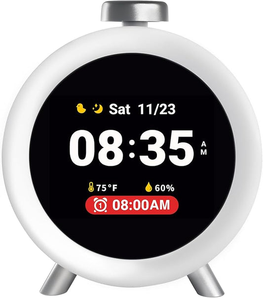 Dekala ChronoSense Alarm Clock for Bedroom Temperature Humidity, 7-Day Programmable 4 Alarms, 100dB Loud Gradual Alarm Clock Heavy Sleeper, IPS Screen Animation, Hourly Chime