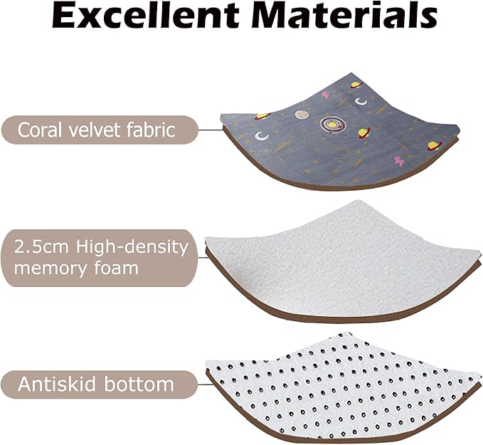 Loartee Coral Velvet Area Rug - 1" Thick Memory Foam Baby Play Mat, Washable Toddler Carpet, Home Decor for Living Room, Nursery, Kids Bedroom, Astral Gray, 4'11"x6'7"