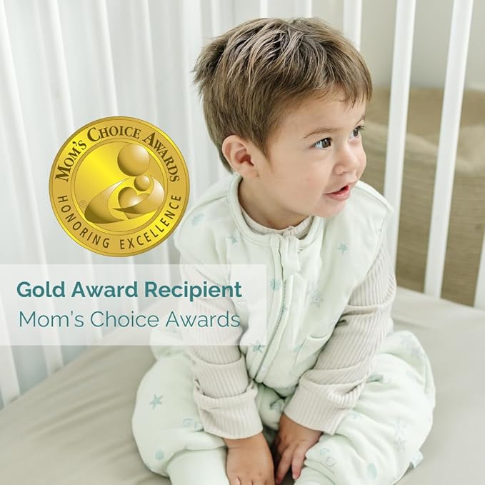 Tealbee Dreamsuit: Toddler Sleep Sack with Feet 2T 3T - 1.5 TOG Winter Baby Wearable Blanket for Walkers - Rayon made from Bamboo, Organic Cotton Sleep Bag - Seashell