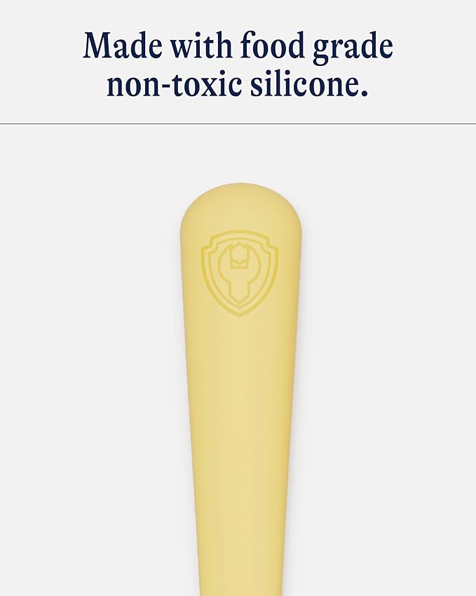 Lalo PAW Patrol Utensils - Toddler Fork and Spoon Set - Stainless Steel and Silicone Ergonomic Toddler Utensils - Children Safe Flatware Set - 2 Pieces - Rubble