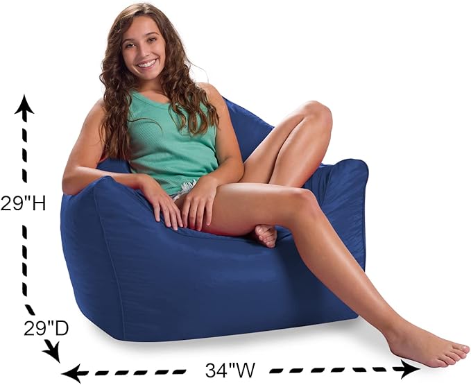 Posh Creations Structured Comfy Seat for Playrooms and Bedrooms, Large Bean Bag Chair, Malibu Lounge, Navy