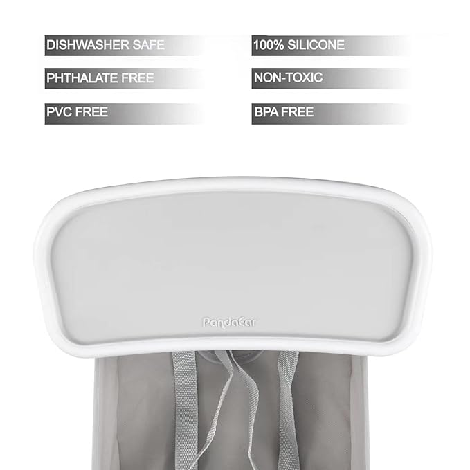 PandaEar Portable Baby Seat Travel| Compact Fold with Straps for Indoor/Outdoor Use| Great for Camping, Beach, Lawn |Toddlers, Kids, Boys, Girls (Grey with Placemat)