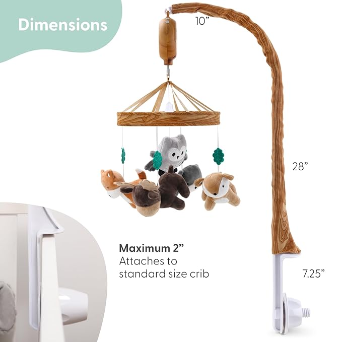 The Peanutshell Crib Mobile for Boys or Girls - Woodgrain Musical Baby Crib Mobile with 12 Lullabies, Whimsical Woodland Baby Whimsical Woodland Nursery Decor
