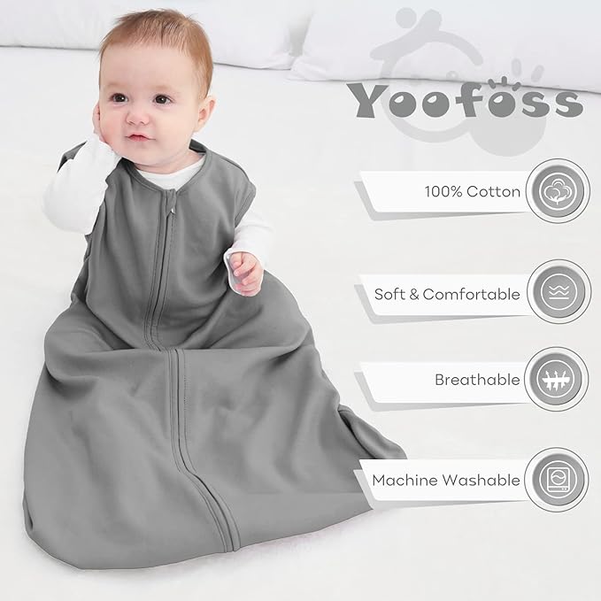Yoofoss Baby Sleep Sack 12-18 Months Baby Wearable Blanket 100% Organic Cotton 2-Way Zipper Toddler Sleeping Sack, Lightweight Sleep Sacks for Babies