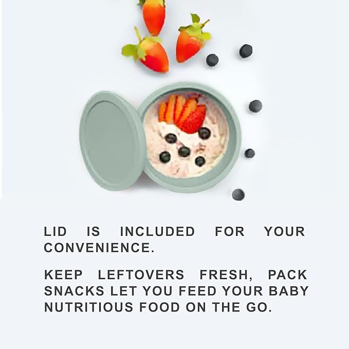 Octopod Silicone Baby Suction Bowl With Lid - Toddler & Baby Bowls, Baby Food Containers, Spill Proof Bowls For Toddlers, Suction Baby Bowls W/Lids, Food Grade Silicone Bowls For Babies (Sage Green)