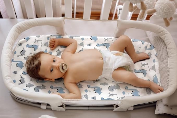 4 Pack Soft Baby Boy Sheets Dinosaur Star Cloud Soft Polyester Neutral Unisex Fitted Sheets Set for Baby Boys