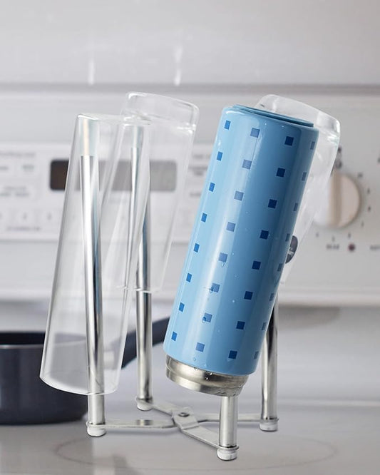 Drying Rack, Stainless Steel Kitchen Stand Holder for Bottles, Cups and Plastic Bags, Multifunctional Countertop Shelf