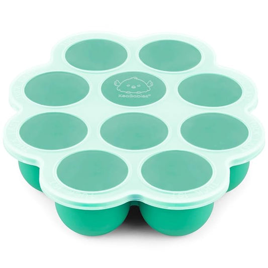 KeaBabies Silicone Food Freezer Trays with Lid, 2oz x 10 Pods Baby Food Storage Containers, Easy Puree Meal Prep, Breast Milk Silicone Freezer Molds, Dishwasher,Microwave Safe,BPA-Free(Alpine Green)