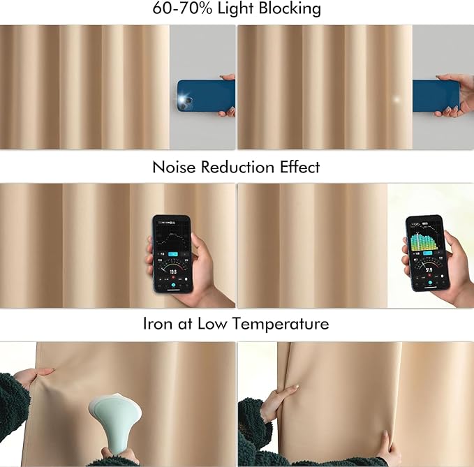 MIULEE Back Tab Beige Curtains 96 Inch Long 2 Panels Set for Living Room Bedroom, Cream Rod Pocket/Pinch Pleated Light Blocking Thermal Insulated Room Darkening Floor to Ceiling Blackout Drapes