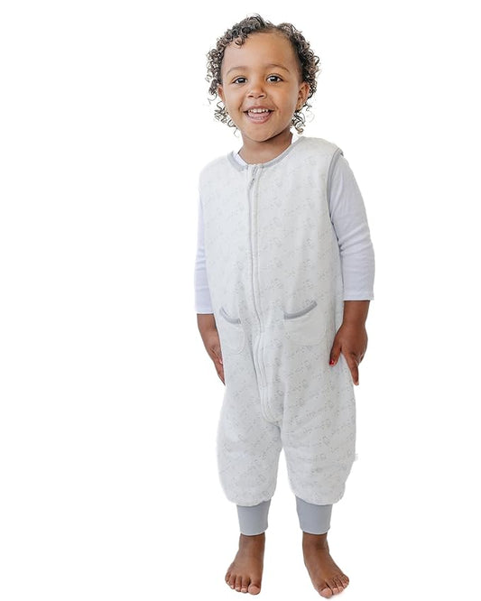 Tealbee Dreamsuit: Toddler Sleep Sack with Feet 12-18 months, 18-24 months - 1.2 TOG All Season Baby Wearable Blanket for Walkers - Rayon made from Bamboo, Organic Cotton Sleep Bag - Love Milk