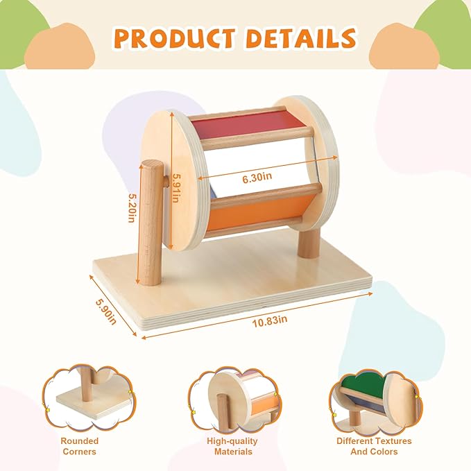 Adena Montessori Full-Size Spinning Drum Montessori Toys for Infant 6 - 12 Months 1 Year Old Babies Toddlers (Typical)