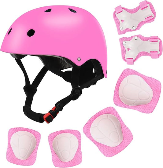 Color Gradient Adjustable Kids' Helmet with Knee & Elbow Pads Set | Multi-Sport Safety Gear for Boys & Girls Ages 5-14 | Skateboarding, Scooters, Roller & Inline Skating, Longboarding