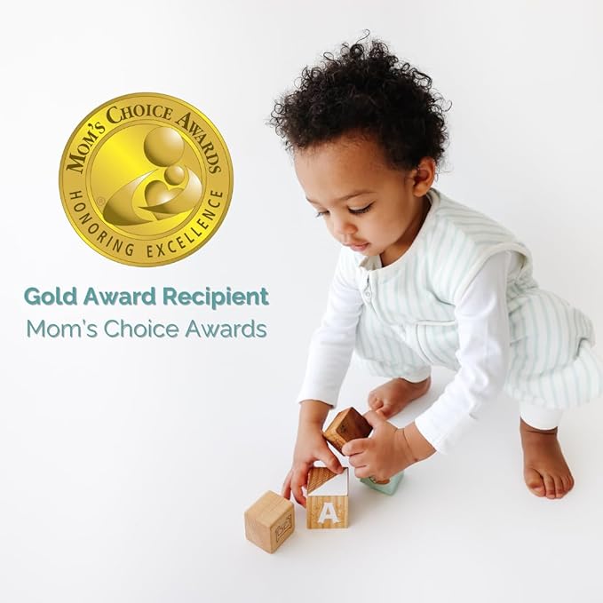 Tealbee Dreamsuit: Toddler Sleep Sack with Feet 2T 3T - 1.5 TOG Winter Baby Wearable Blanket for Walkers - Rayon made from Bamboo, Organic Cotton Sleep Bag - Minty Stripes