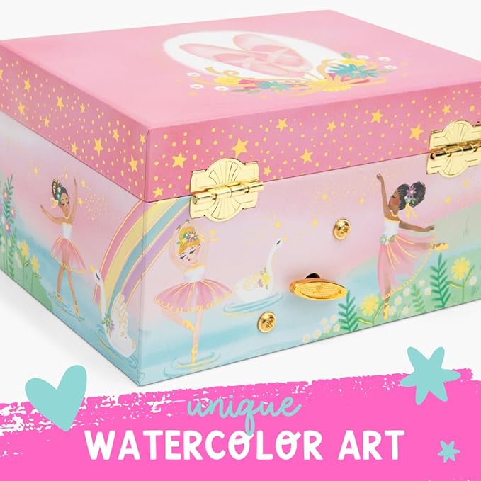 Musical Ballerina Jewelry Box for Girls - Kids Dancing Ballerina Music Box with Mirror, Ballet Gifts for Little Girls, Jewelry Boxes, Childrens Birthday Gift, Ages 3-10
