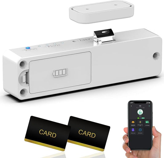 Anweller Baby Proofing Smart Cabinet Locks, Child Proof Hidden Drawer Locks, No Drill Adhesive Magnetic RFID Bluetooth Keyless Lock for Adults File Kitchen Cupboard Closet Liquor - White