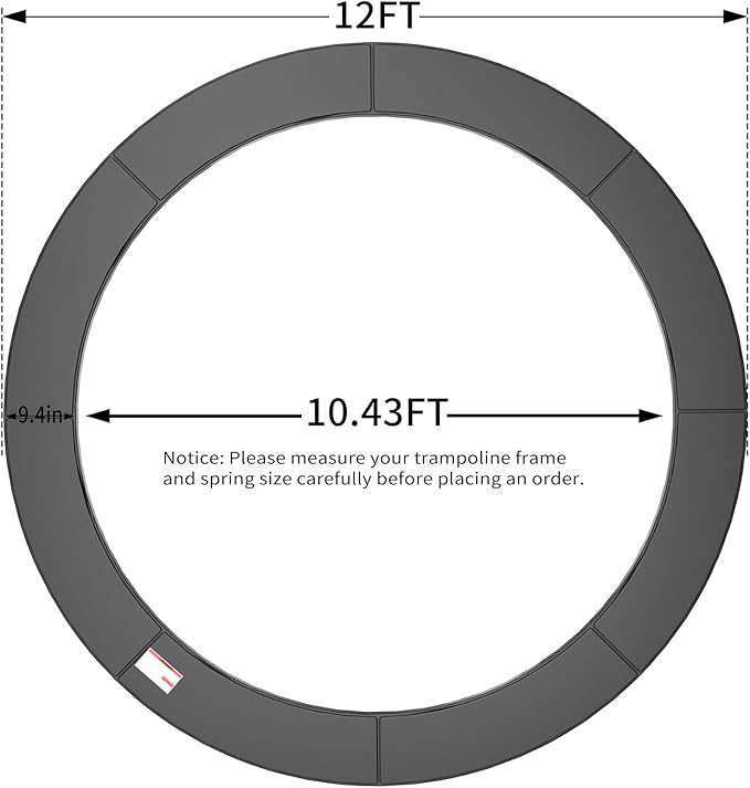 16FT/15FT/14FT/12FT/10FT Trampoline Safety Pad Replacement, Round Trampoline Spring Protection Cover, Fits 16FT/15FT/14FT/12FT/10FT Frames, Water-Resistant Trampoline Accessories