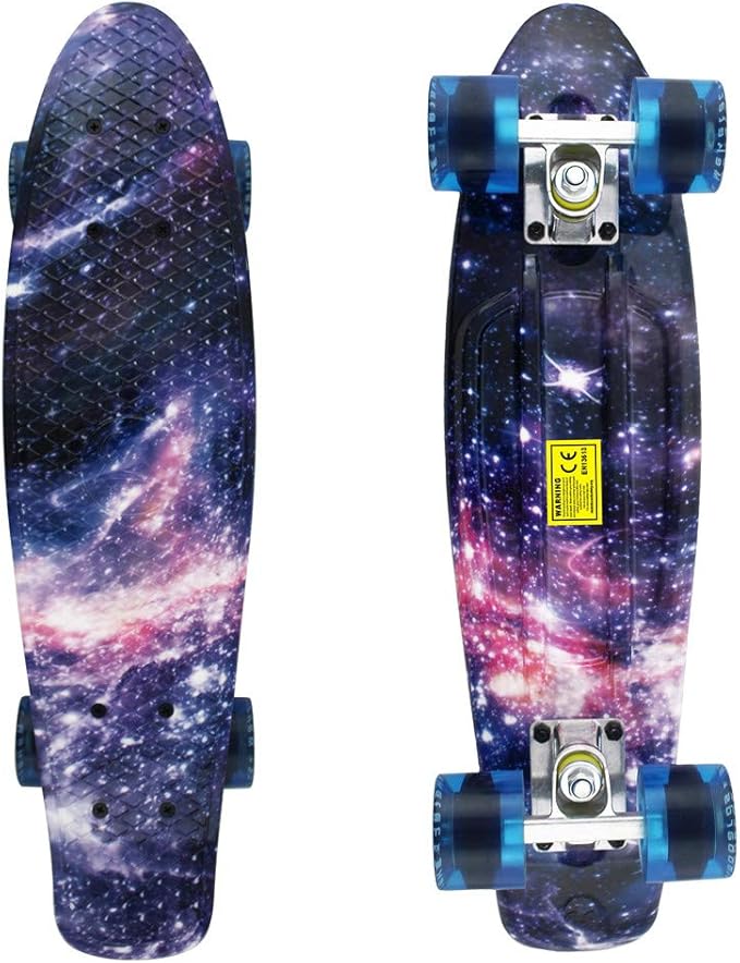 Skateboards Complete 22 Inch Mini Cruiser Retro Skateboard for Kids Boys Youths Beginners