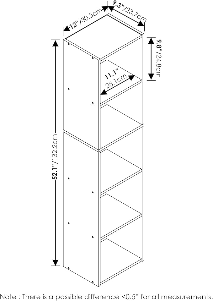 Furinno Luder Bookcase / Book / Storage, 5-Tier Cube, Pink/White