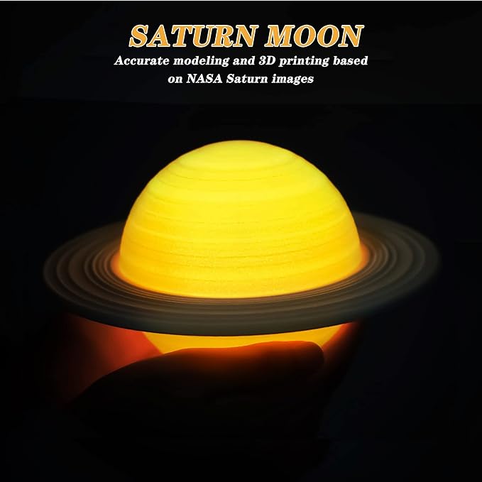 YDSIII Saturn Lamp 8.66 inch Moon Lamp Galaxy Lamp 16 Colors LED 3D Moon Light USB Rechargeable Remote&Touch Control Nursery Room Decor Birthday Gift for Girls&Boys&Women