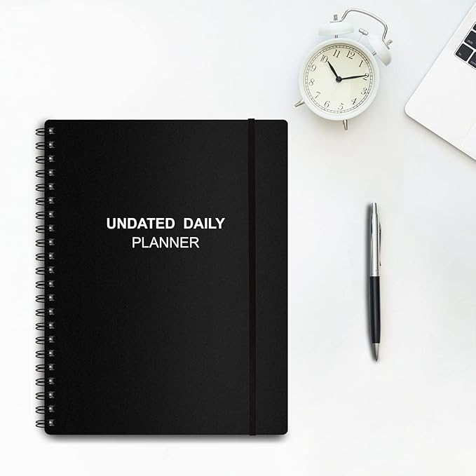 Undated Daily Planner - Undated Planner with Hourly Schedules, Action Items and Follow-up, A4 Daily Organizer Notebook to Increase Productivity, Appointment Book for Time Management, 8.5 × 11 Inch