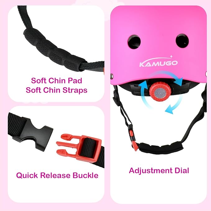 KAMUGO Kids Bike Helmet,Toddler Helmet Adjustable Kids Bicycle Helmet Girls Or Boys Ages 2-8/8-14 Years Old Multi-Sports for Cycling Skateboard Scooter