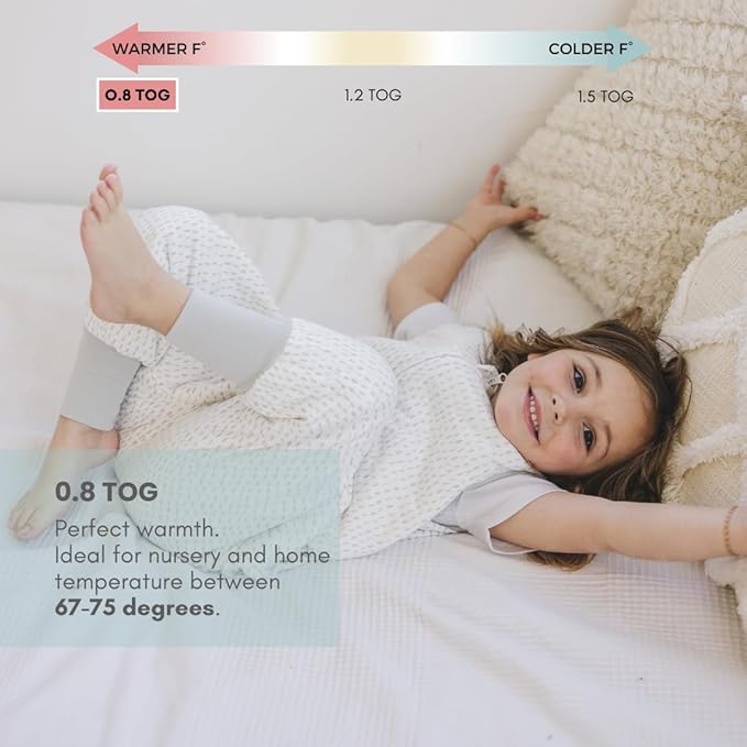 Tealbee DREAMSUIT: Toddler Sleep Sack with Feet 2T 3T - 0.8 TOG Lightweight Baby Wearable Blanket for Walkers - Rayon Made from Bamboo, Organic Cotton Sleeping Bag (2T-3T) - Dash