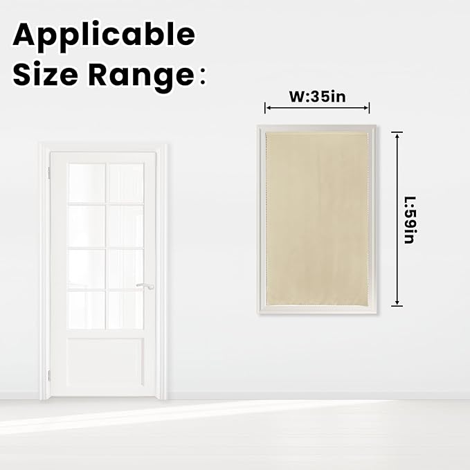 Self Adhesive Portable Blackout Curtains for Bedroom Easy to Install Window Thermal Lnsulated Kitchen Room Darkening Small Window Curtains, Cortinas Para Cuarto, 35"W X 59"L, Beige, 1 Panel