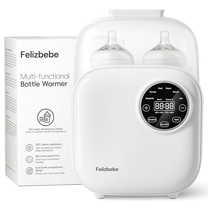 Baby Bottle Warmer, Felizbebe 10-in-1 Bottle Warmers for All Bottles, Detachable Body for Easy Cleaning, Accurate Temperature Control, Timer, Sterili-zing,Milk Warmer for Breastmilk or Formula