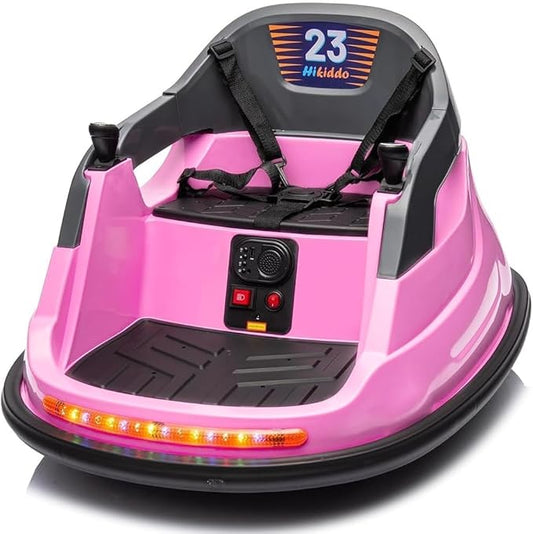 Baby Bumper Car, 6V Electric Kids Bumper Car for Toddlers with Remote Control, Bluetooth - Baby Pink