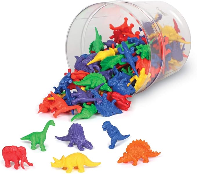 Learning Resources Mini-Dino Counters - 108 Pieces, Ages 3+ Toddler Learning Toys, Dinosaurs for Toddlers, Dinosaurs Action Figure Toys, Kids' Play Dinosaur and Prehistoric Creature Figures