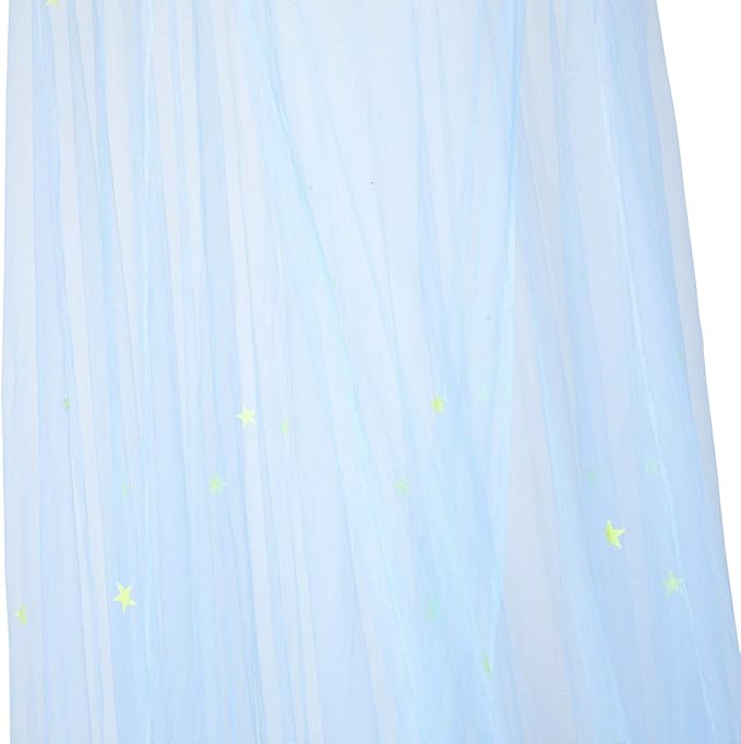 BCBYou Bed Canopy Mosquito Net with Fluorescent Stars Glow in Dark for Baby, Kids, and Adults, for Cover The Baby Crib, Kid Bed, Girls Bed Or Full Size Bed (Light Blue)