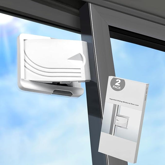Sliding Door Lock 2 Pack, Child Safety Lock For Sliding Glass Doors, Easy To Install, Keeps Your Baby Out Of Danger, For Sliding Glass Doors, Sliding Windows, Sliding Closets, Etc (Grey)