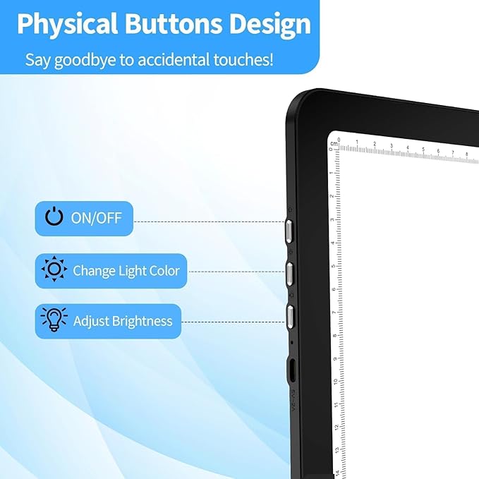 KOBAIBAN A3 Light Board for Diamond Painting & Tracing, Tracing Light Box with Side Physical Buttons, 6-Levels Adjustable Brightness, USB-C Powered Light Table for Art Crafting(Black, 46.2 x 33.9 CM)