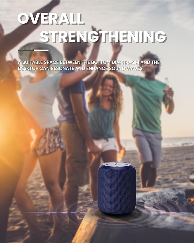 NOTABRICK Bluetooth Speakers Blue,Portable Wireless Speaker with 15W Stereo Sound, IPX6 Waterproof Shower Speaker, Dual Pairs, Portable Speaker for Party Beach Camping