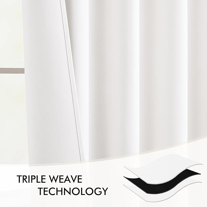 MIULEE Pure White Back Tab Light Blocking Curtains 72 Inch Length 2 Panels Set for Living Room Bedroom Privacy, Rod Pocket/Pinch Pleat Thermal Insulated Room Darkening Pleated Blackout Drapes