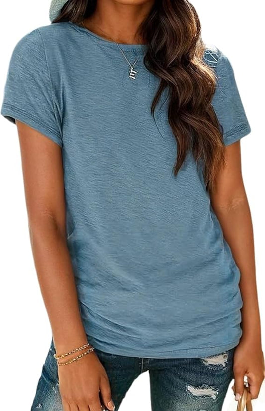 Soft Short Sleeve Shirts for Women, Crew Neck T Shirts for Women Loose Fitting Lightweight Top Basic Tee Shirt