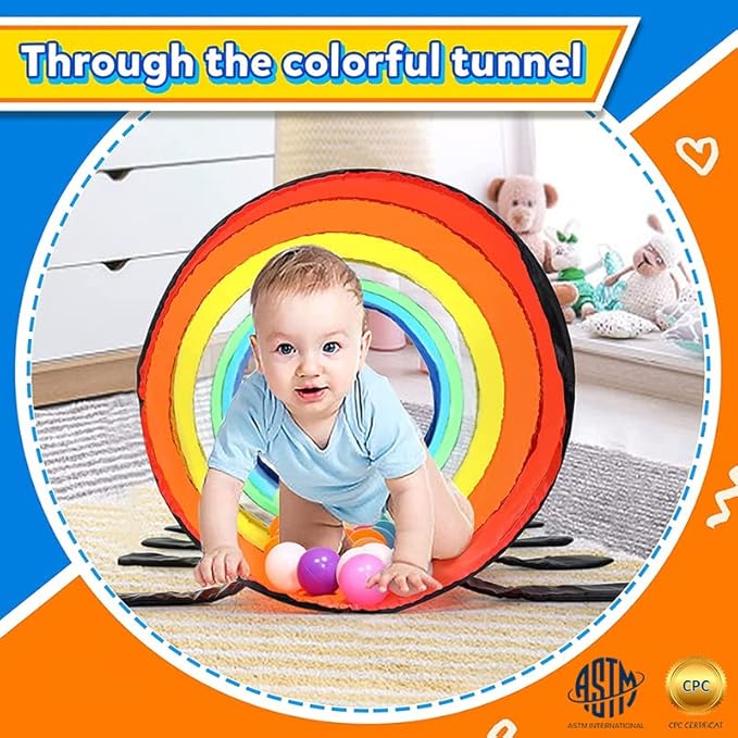 Moncoland Kids Play Tunnel for Toddlers, 6-ft Colorful Pop Up Crawl Through Tunnel Play Tent for Baby or Dog Cat, Collapsible Gift for Boy Girl Games Indoor Outdoor Toys