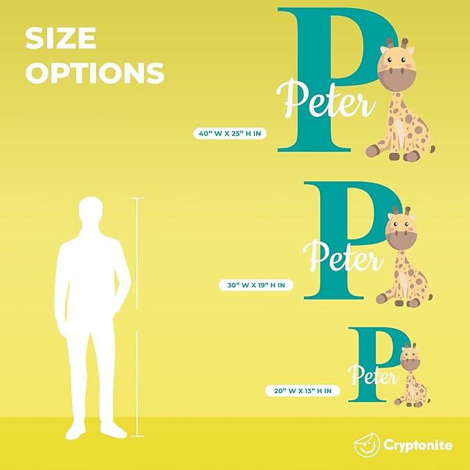 CRYPTONITE Personalized Name Jungle Animals Vinyl Wall Decor I Nursery Wall Decal for Baby Boy & Girl Decoration I Stickers for Kids I Multiple Options for Customization (B. Giraffe)