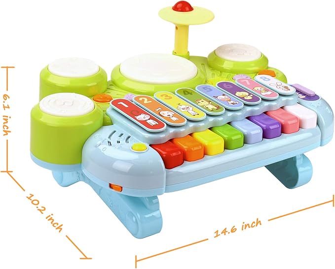 Baby Musical Toys 3 in 1 Piano Keyboard Xylophone Drum Set for 1 Year Old Girls Boys Toys Age 2 Music Instrument Learning Toys Toddlers 1-3 0-2 First Birthday Gift Infant Baby Toys 6 9 12 18 Month