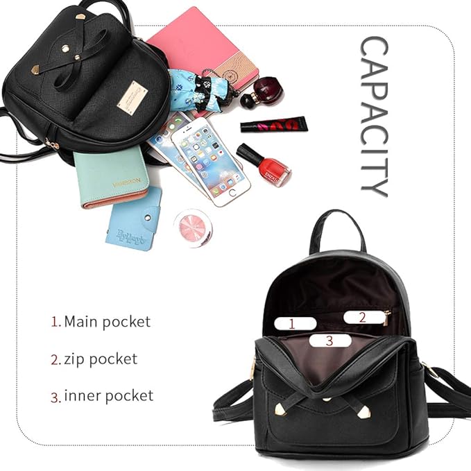 I IHAYNER Girls Bowknot Cute Leather Backpack Mini Backpack Purse for Women