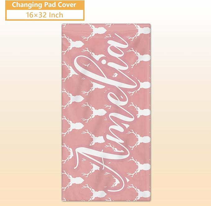 Personalized Baby Crib Bedding Set, 5 Pcs Custom Name Nursery Bedding Set, Pink Woodland Deer Baby Bedding Set for Girl, Double Layer Baby Crib Sets, Customized Gifts for Toddlers Kids Infants